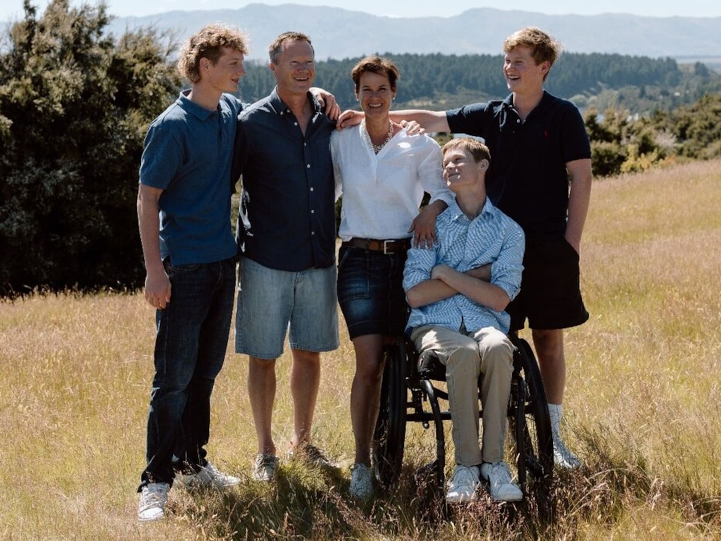 Flynn Mitchell grew up in St Heliers with his family, left to right: brother Peer, parents Scott and Gesa and younger brother Yonas. Photo / Supplied