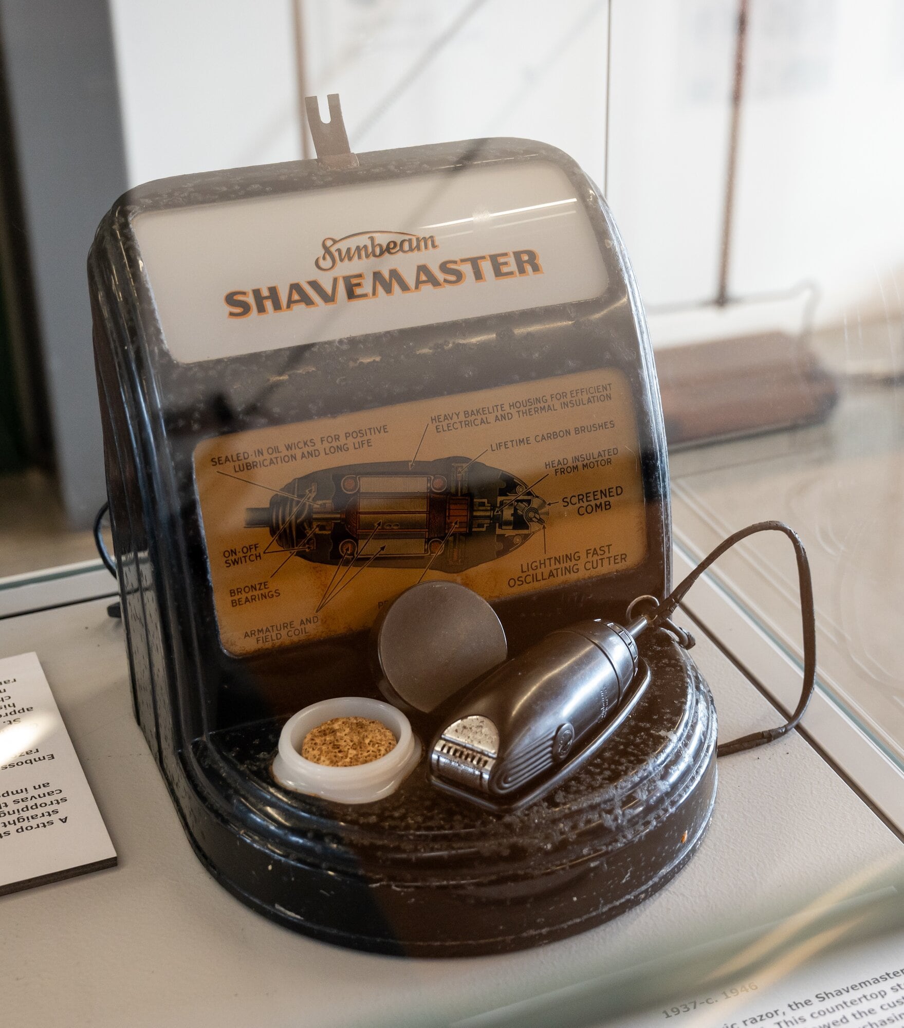  A counter-top store display of the 1937 Sunbeam electric razor, which took the hassle and danger out of shaving. Photo / Brydie Thompson