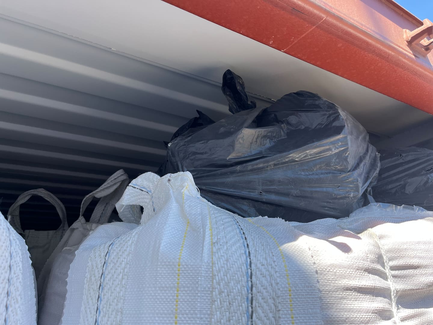 The cocaine was found in plastic bags, on top of legitimate product in the container. Photo / NZ Police