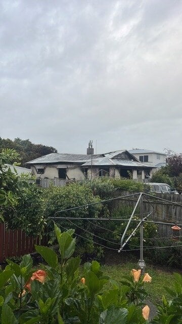 The fire-damaged James St house pictured this morning. Photo / Brendon Thomas