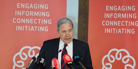 Winston Peters addresses business leaders after furore over Bob Carr, China, AUKUS comments