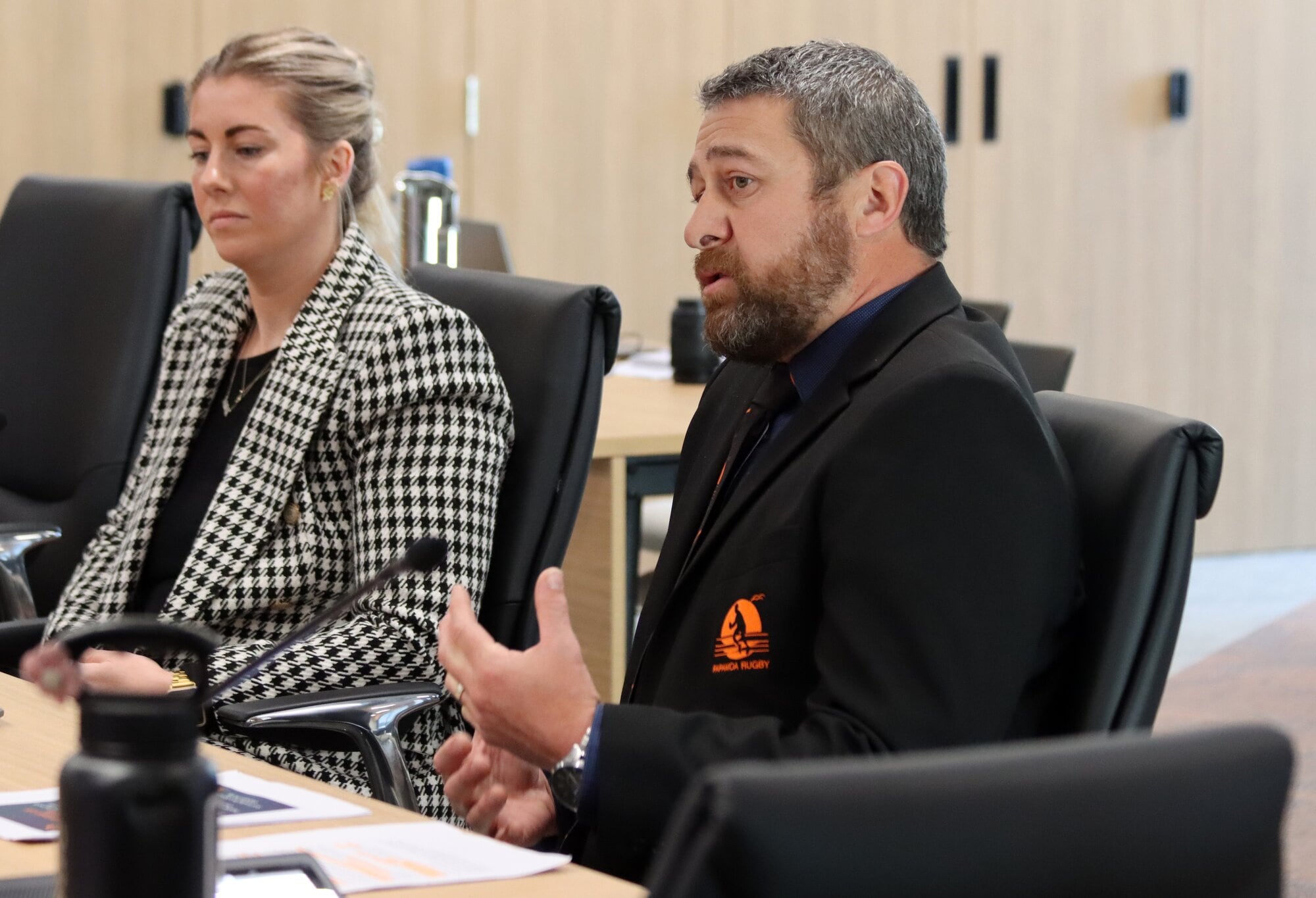 Pāpāmoa Rugby Club chairman Nick Jones and committee member Leah Sutton. Photo / Alisha Evans