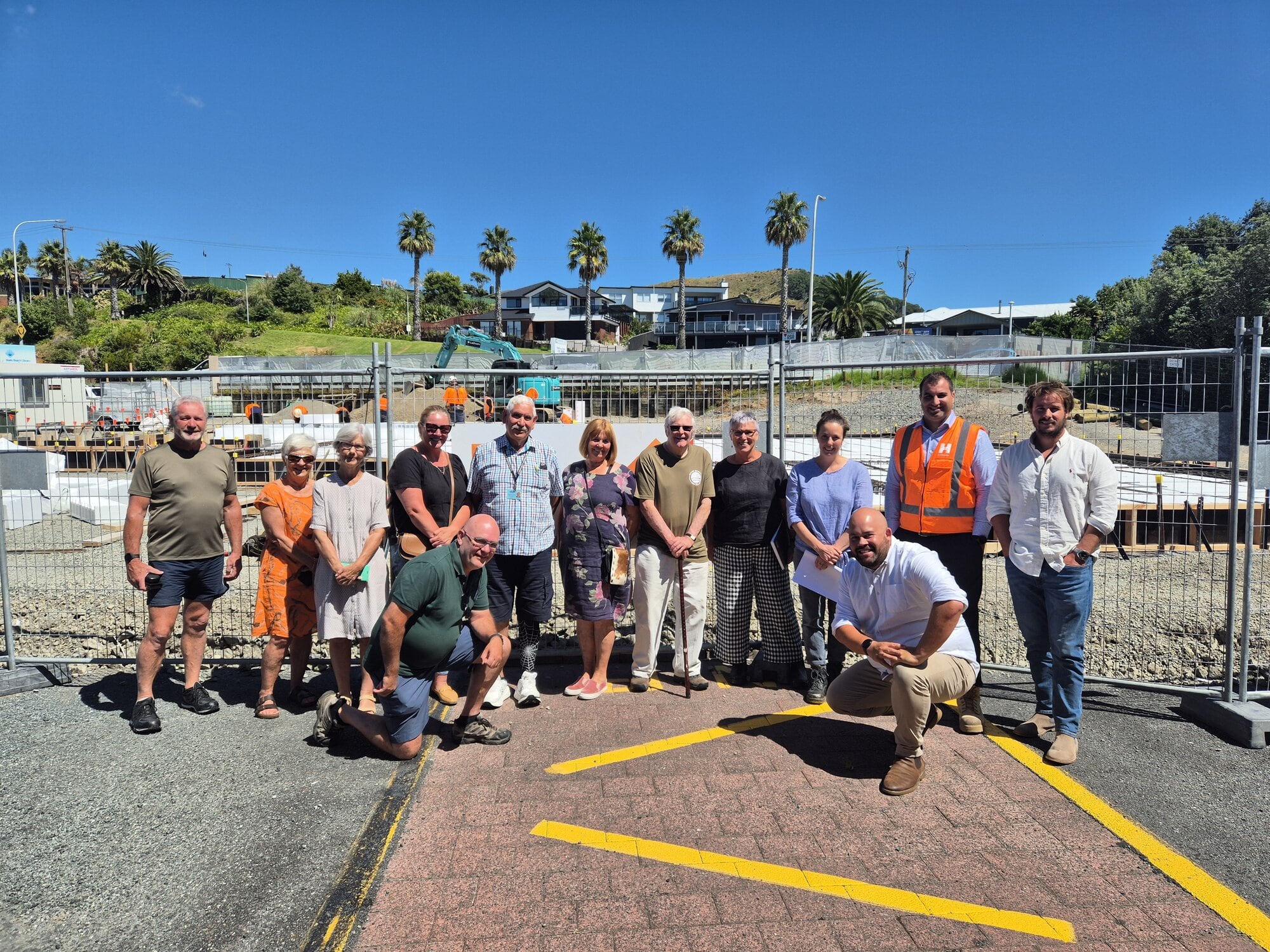  Back, from left, Waihī Beach Community Board member Wayne Stevenson, Waihī Beach Community Centre Committee members Chris Duncan and Sue Hope, Waihī Beach Community Board chair Dani Simpson, councillor Allan Sole, councillor Anne Henry, Waihī Beach Community Board member Ross Goudie, council’s operations manager Kerrie Little, council’s project manager Sara Elvin, Hawkins project manager Blake Pardoe, and Archistudio director Kyle Goldsack. Front, councillor Rodney Joyce, left, and council’s general manager infrastructure croup Cedric Crow. 