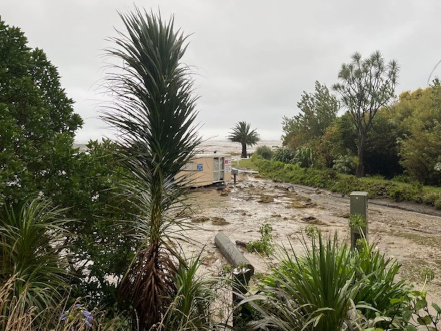 Blackhead Beach Camping Ground suffered damage during the heavy rain and winds. Photo / CHBDC