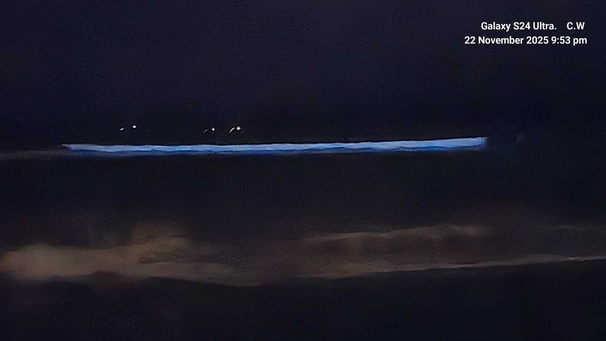  Photos taken on Saturday and Sunday night of the bioluminescence at Pāpāmoa. Photo / Che Whiteley