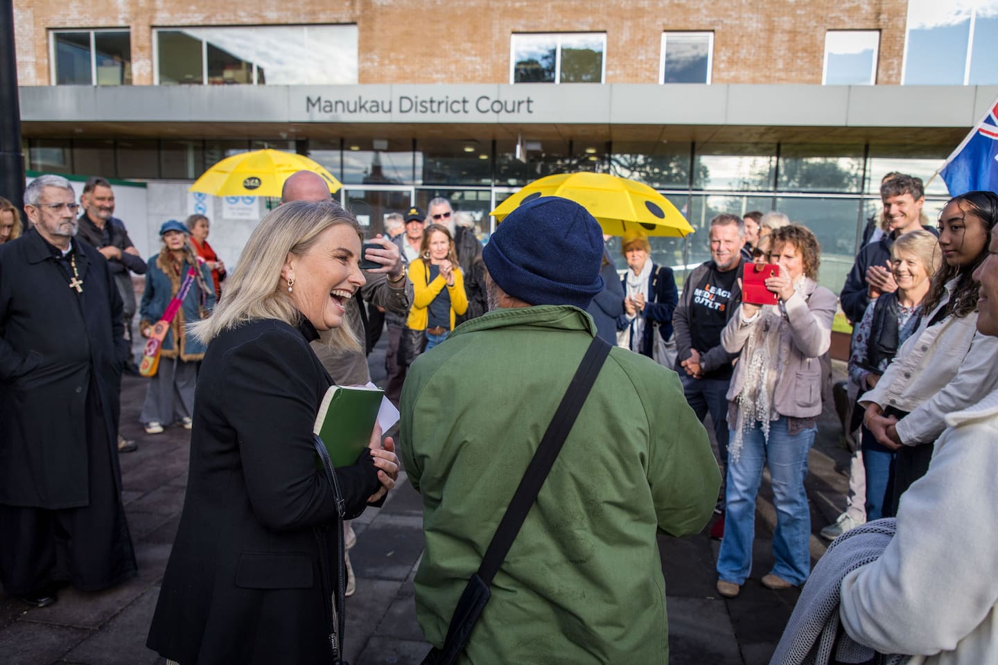 Liz Gunn arrives at Manukau District Court on May 7 before the two-day judge-alone trial at which she defended allegations of assault, resisting arrest and wilful trespass. Photo / Michael Craig