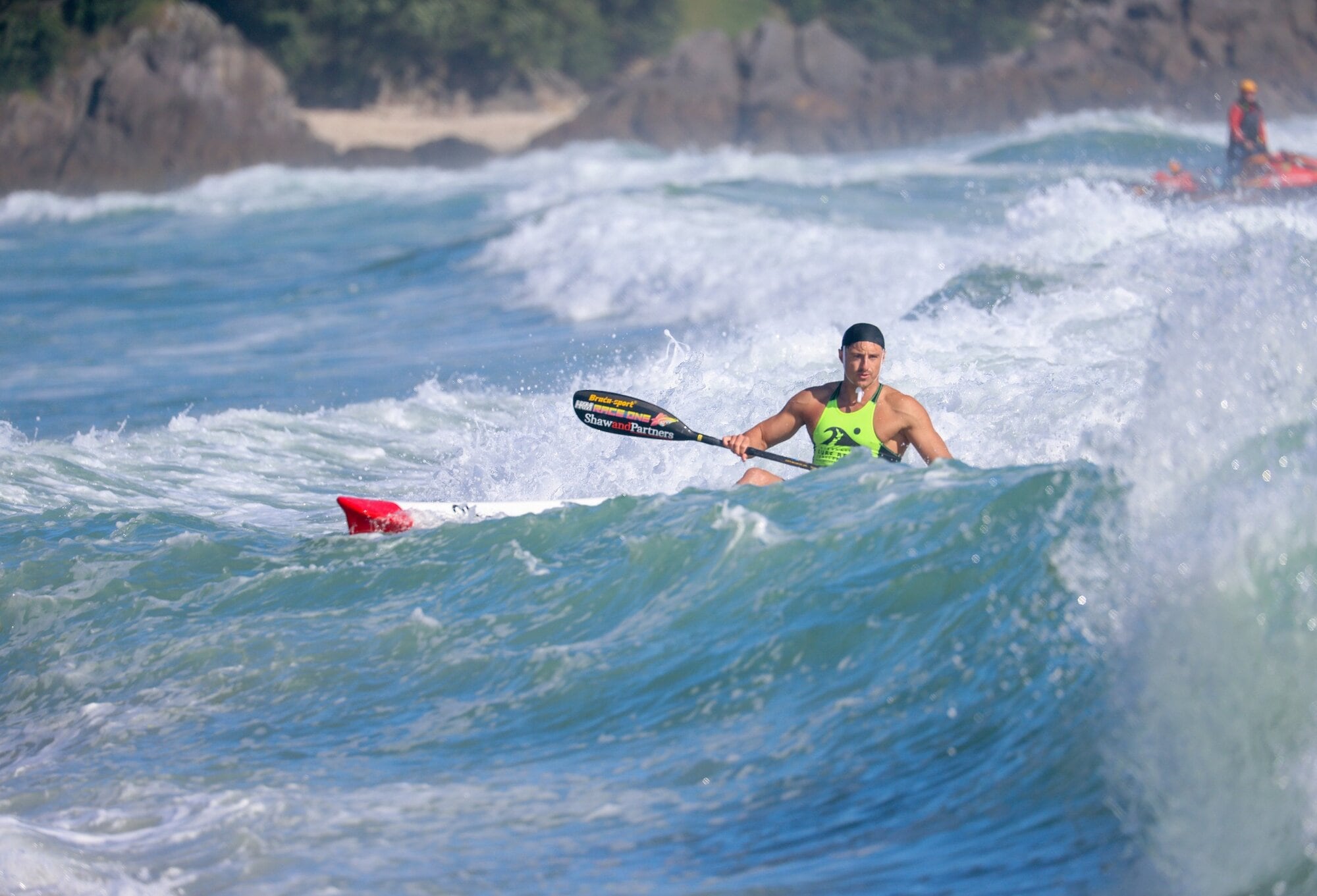 Black Fins captain Cory Taylor in action in the ski race event. Photo / Jamie Troughton Dscribe Media Services
