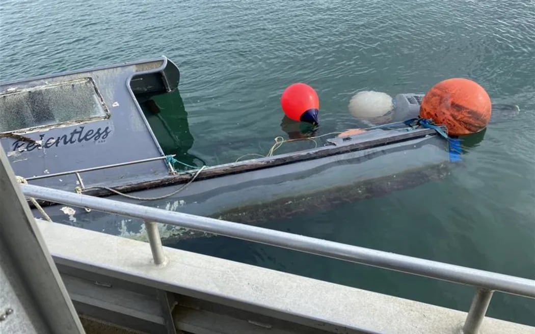 A derelict boat which sunk in Tauranga harbour. Photo / Bay of Plenty Regional Council