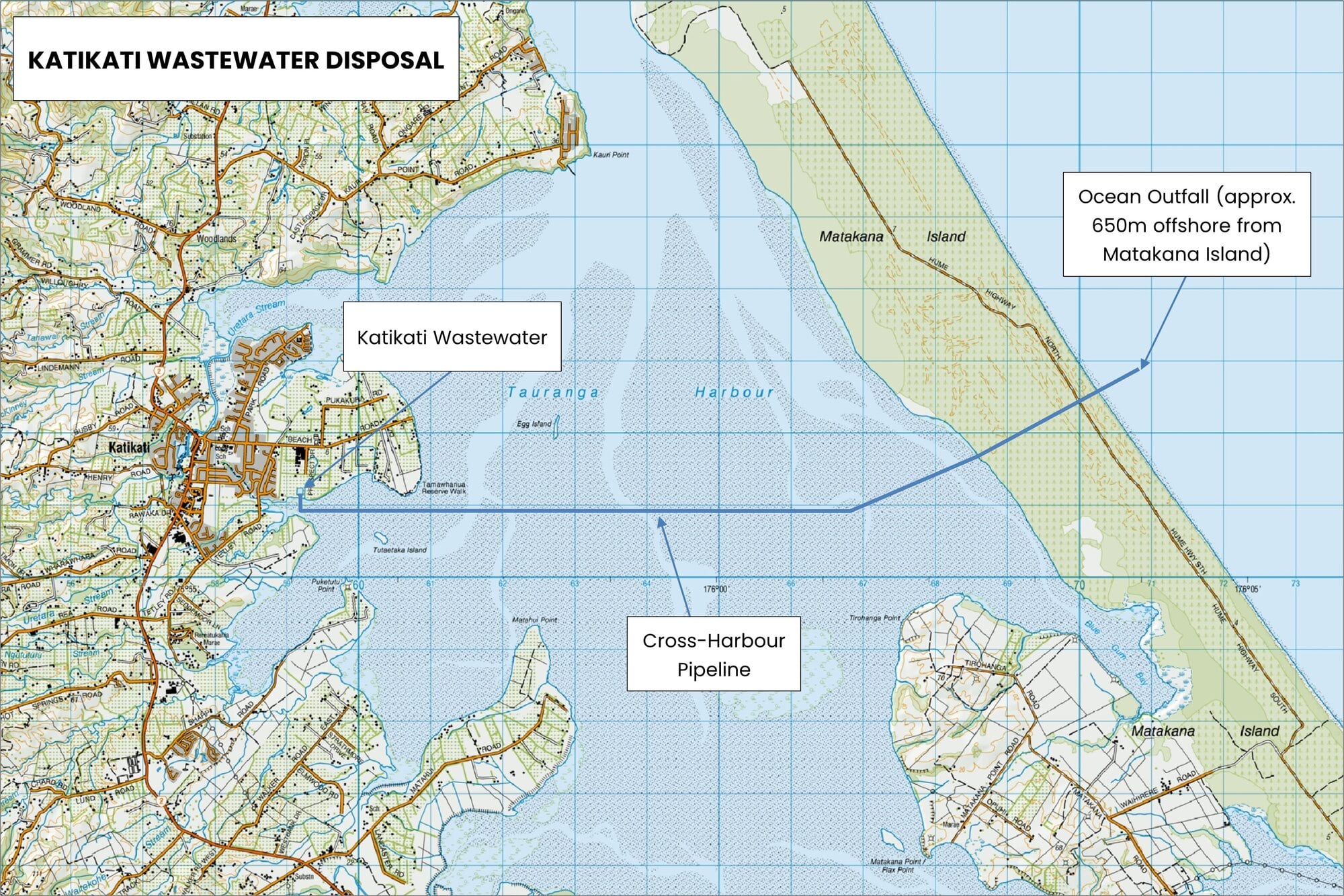 A map of the current Katikati Wastewater Disposal system. Photo / Western Bay of Plenty District Council