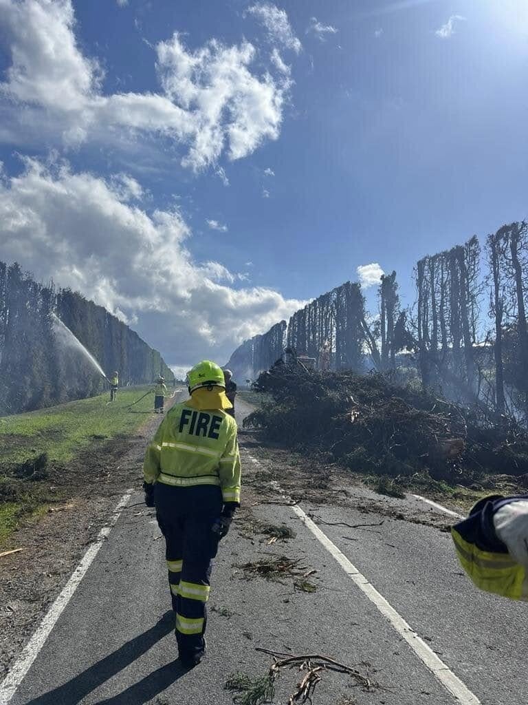  Joelle Simmons at a shelterbelt fire. Photo / Te Puke Volunteer Fire Brigade Facebook