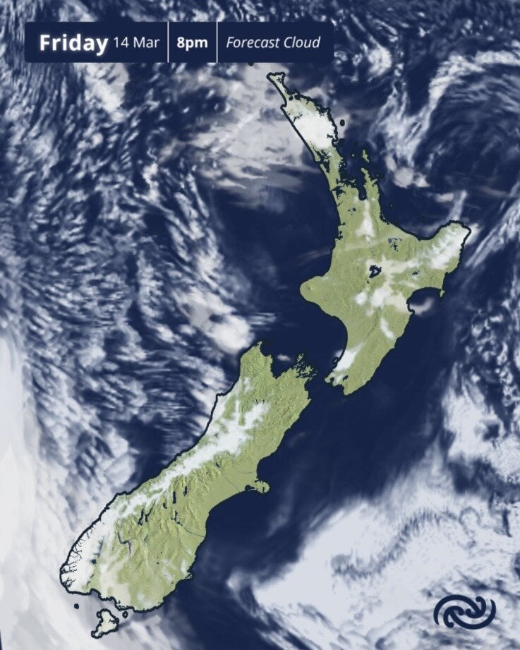  Friday's MetService weather map. Image / MetService