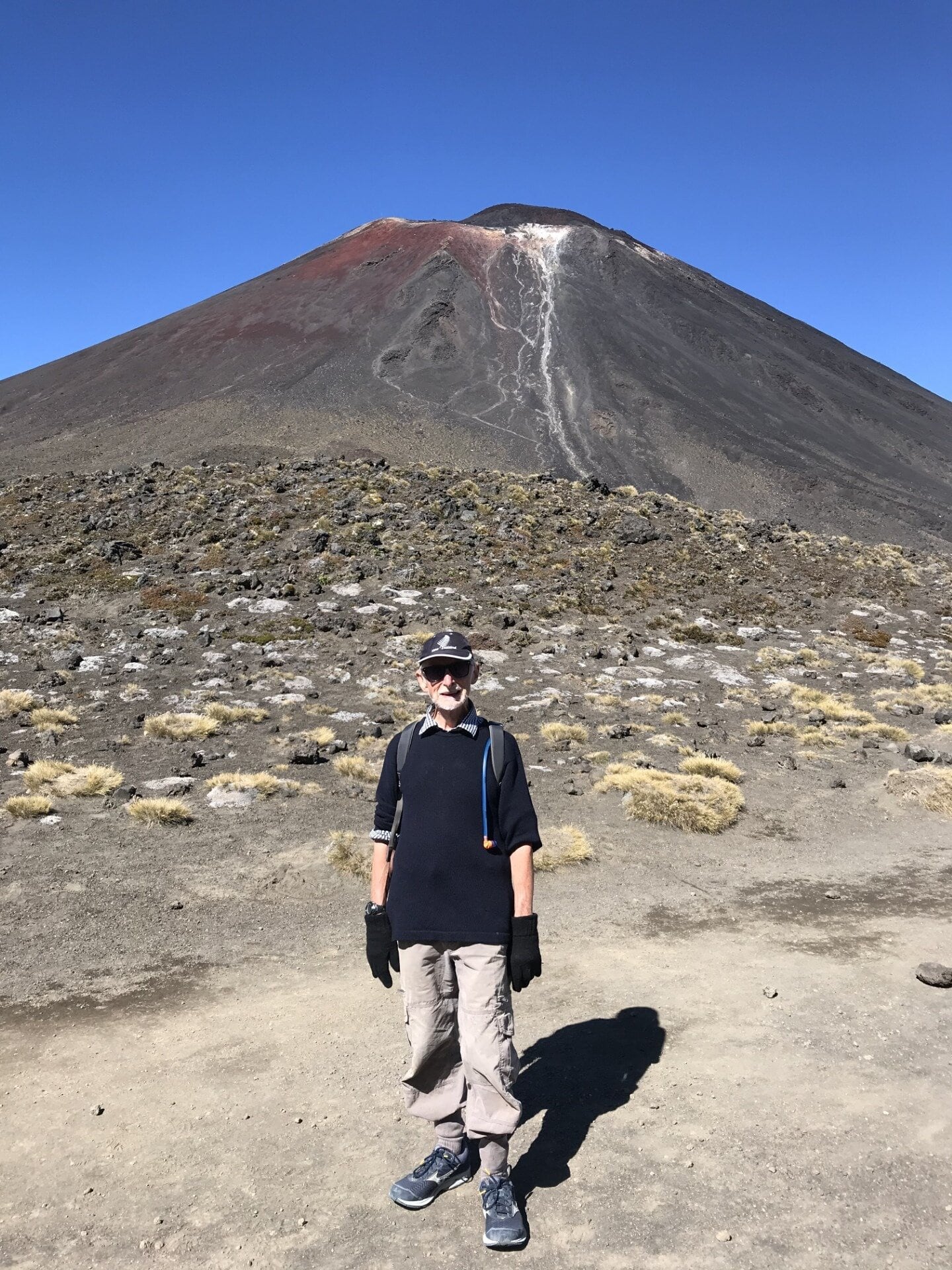 Reg Denny walking the Tongariro Crossing. Photo / Supplied