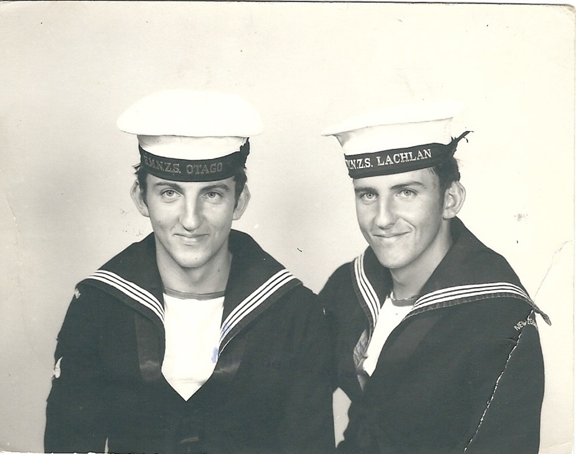 Roger Sheehan, left, enlisted with his twin brother Ronald in 1969 and has gone on to a 56-year career in the Royal New Zealand Navy and Navy Reserves. Photo / Supplied