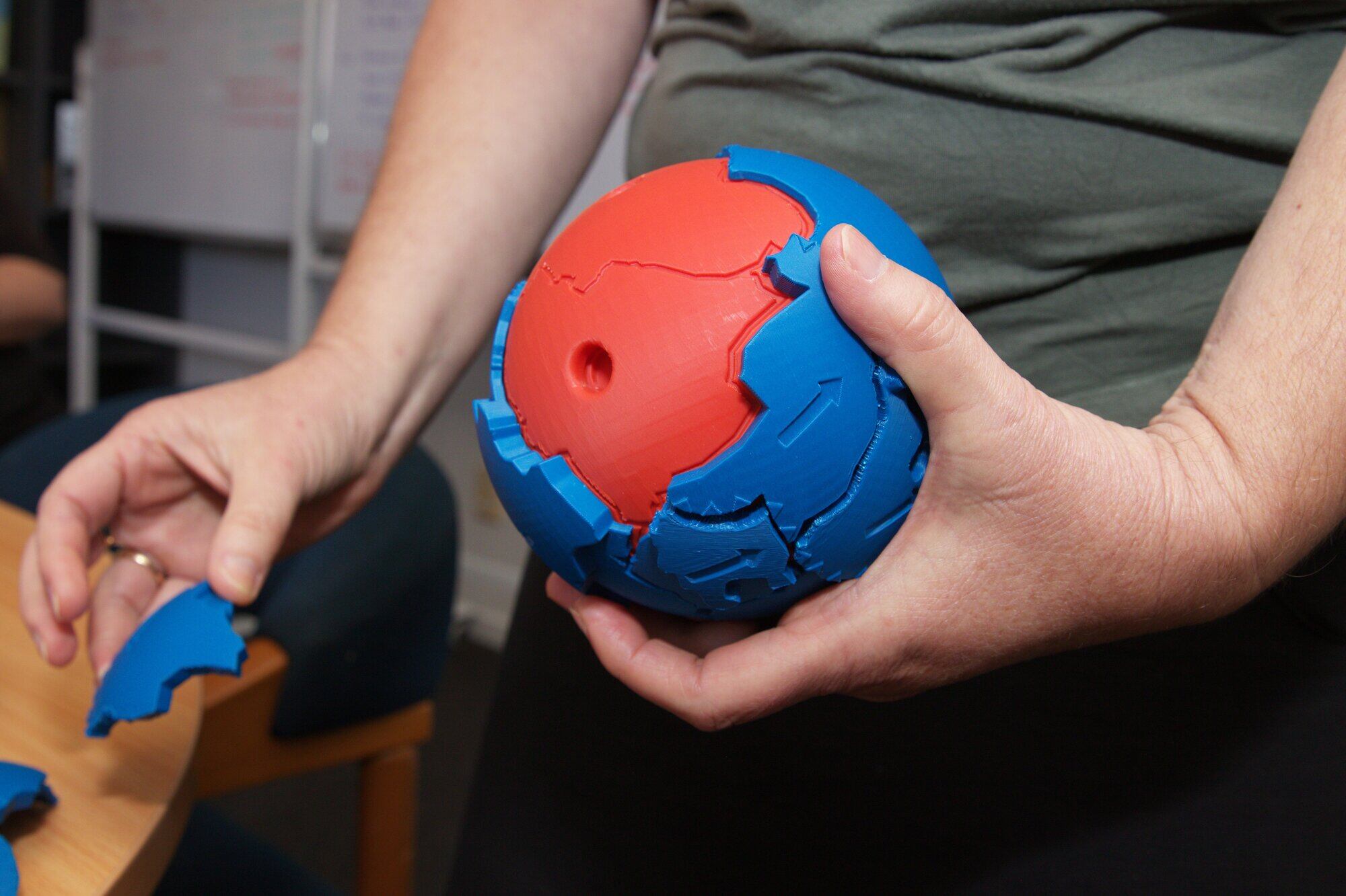  A three-dimensional puzzle of the tectonic plates of the Earth helps students understand how the planet is structured.  Photo / Kelly O&rsquo;Hara