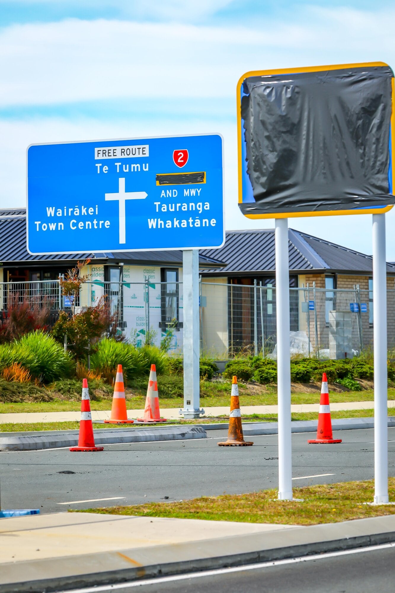Road signs on approach to the new Pāpāmoa East Interchange. Photo / Kelly O'Hara