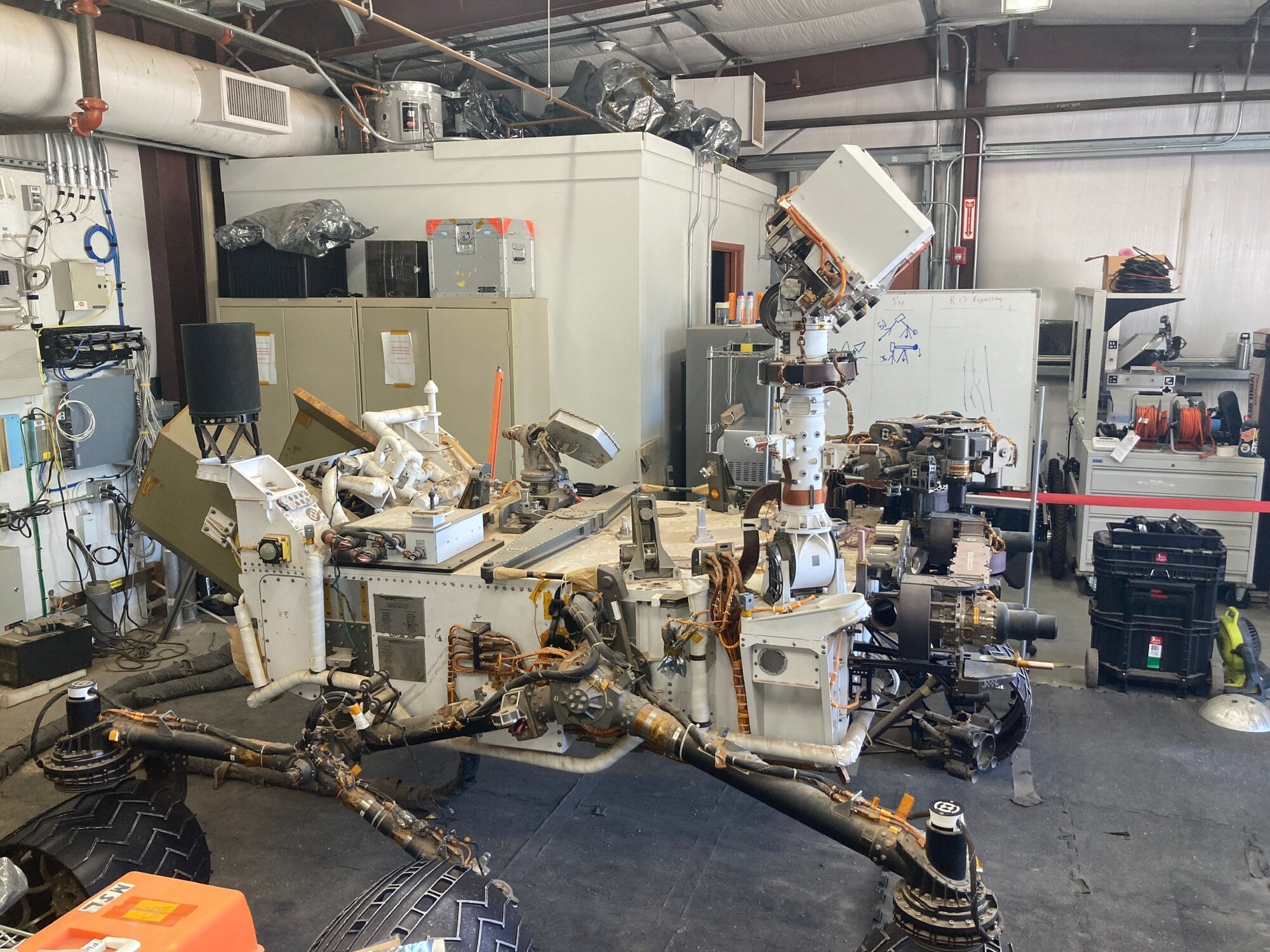 Exact replica of the Mars Rover Curiosity, in the Mars Yard at Jet Propulsion Laboratory at the California Institute of Technology.  Photo / James Critchley