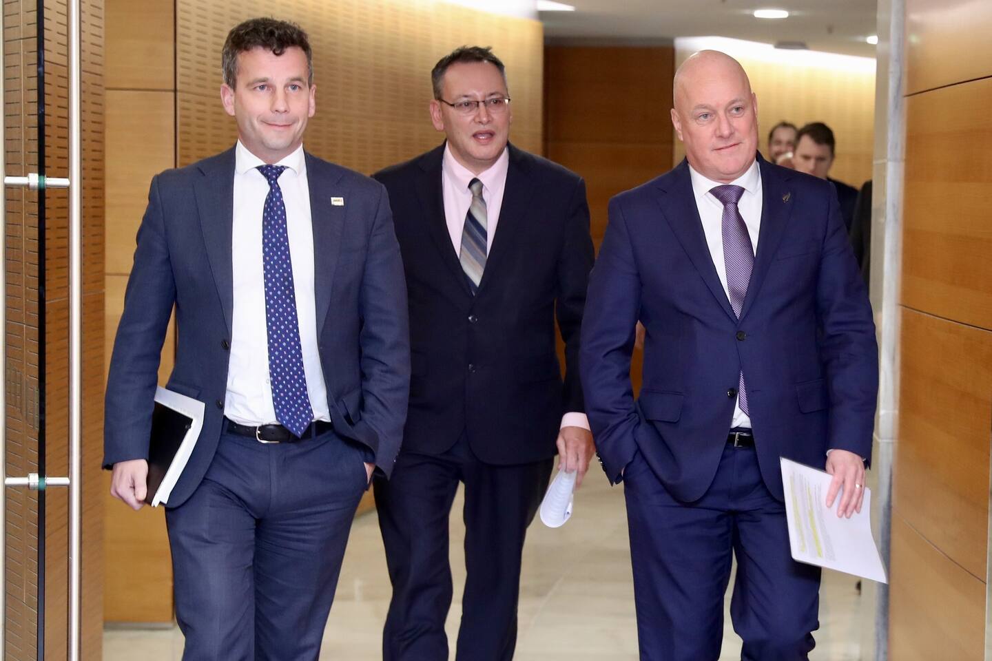 David Seymour, Dr Shane Reti and Prime Minister Christopher Luxon front media at today's post-Cabinet press conference in Wellington. Photo / Mark Mitchell