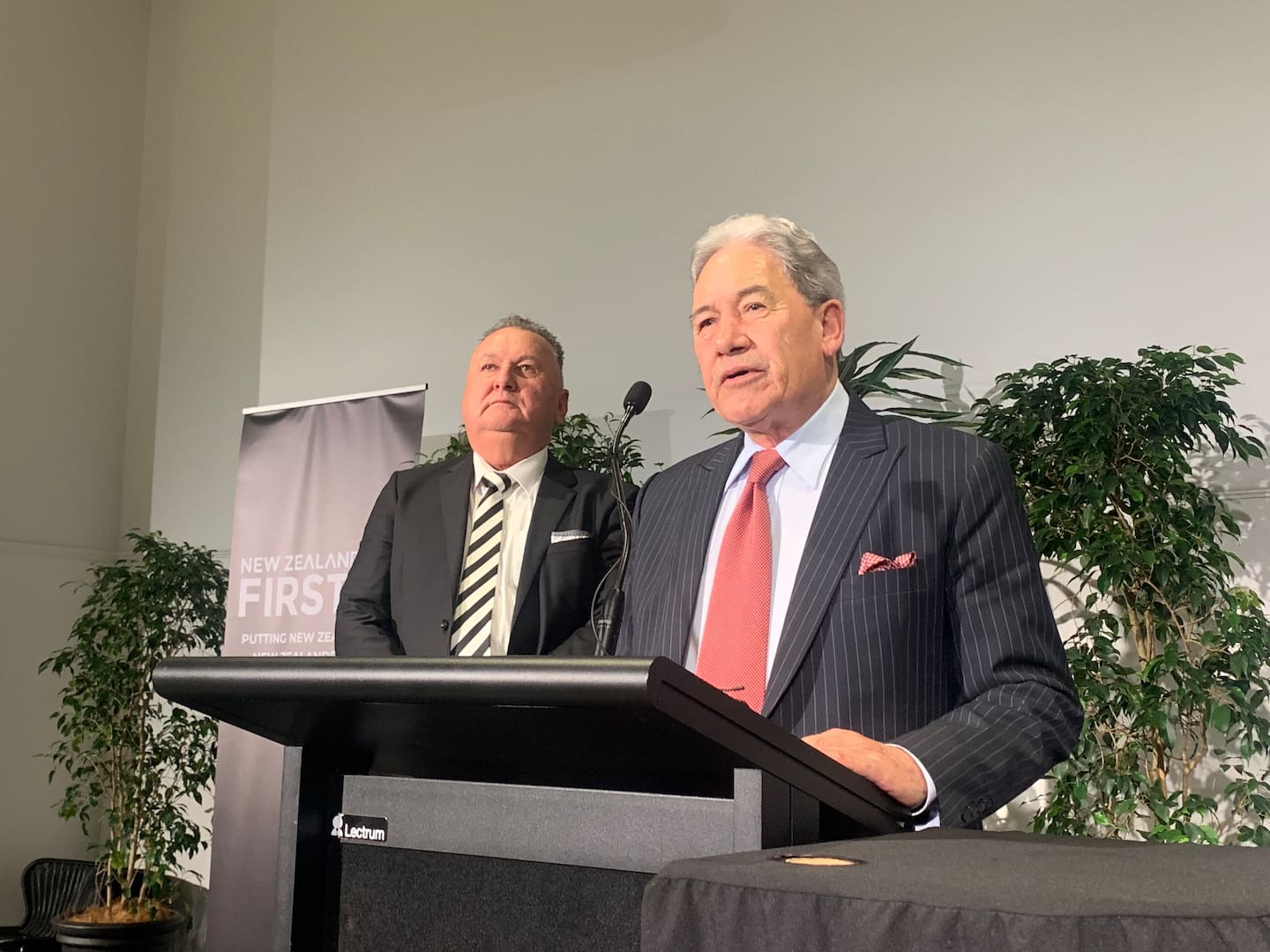 NZ First leader Winston Peters (right) with Shane Jones. Photo / Adam Pearse