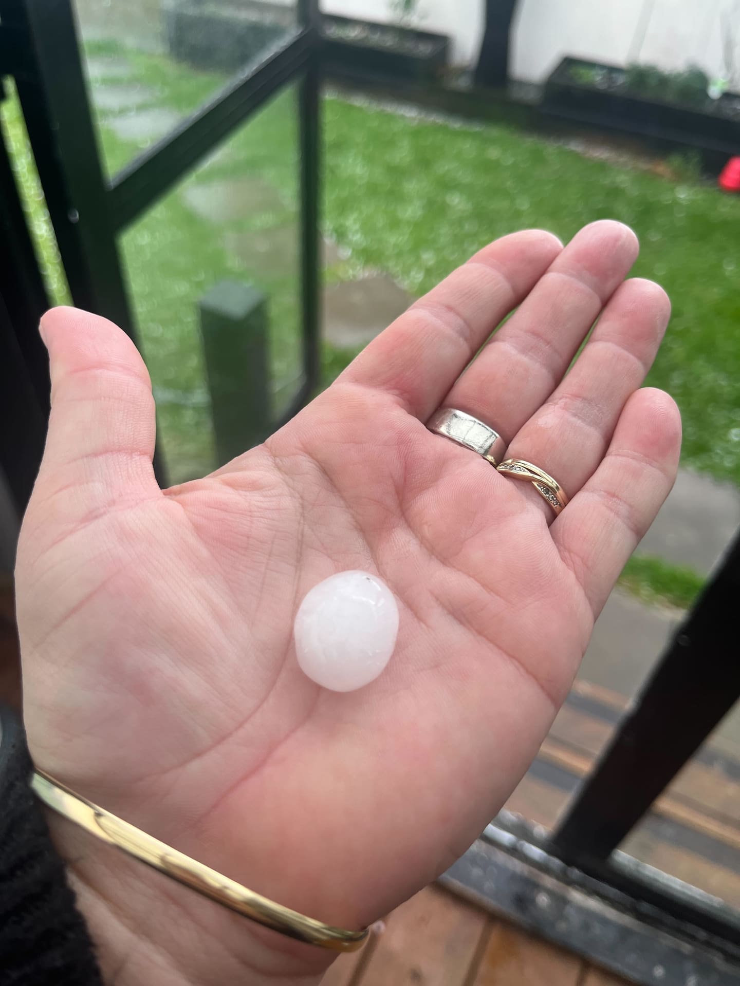 Large hailstones have fallen as stormy weather slams Auckland.