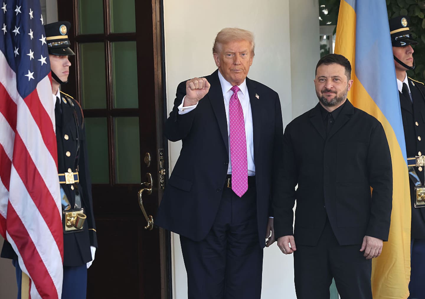 US President Donald Trump and Ukrainian President Volodymyr Zelensky outside the West Wing of the White House. Photo / Getty Images