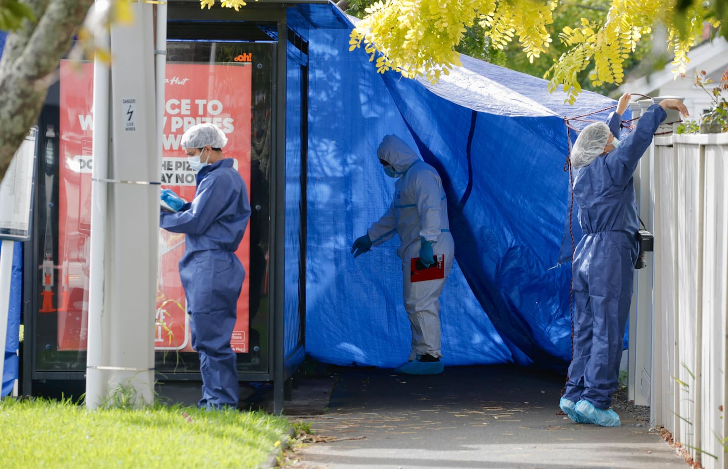 Police investigate on Sunday morning. Photo / Alex Burton
