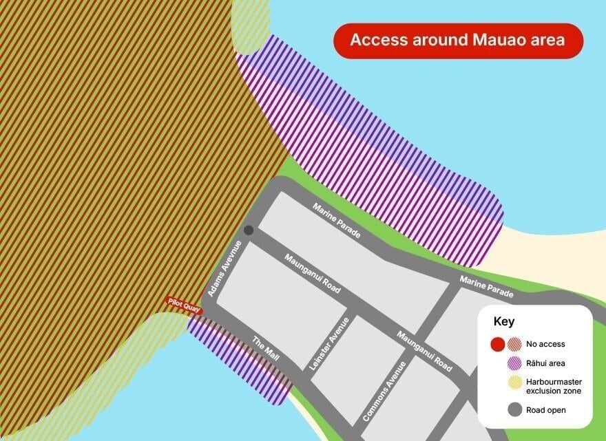 The rāhui area placed around Mauao has been lifted, but an exclusion zone applies to all vessels and people 30 metres from the base/shore of Mauao. Image / Tauranga City Council