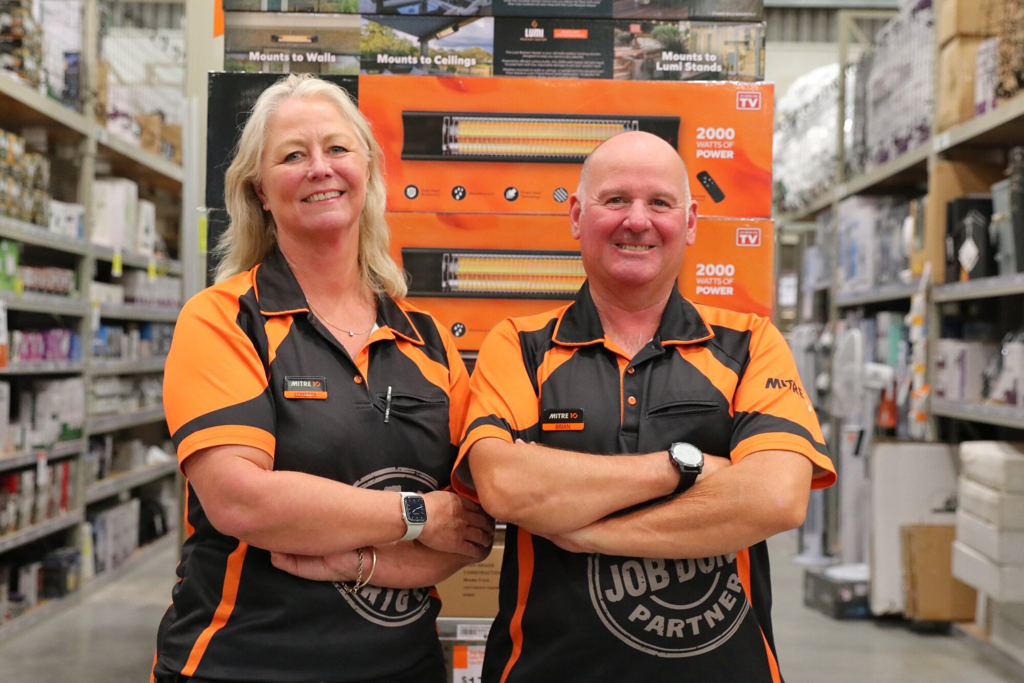  Mitre 10 Pāpāmoa owners Loretta and Brian Johnstone will open their new Mitre 10 MEGA store at The Sands in spring. Photo / Kelly O&rsquo;Hara