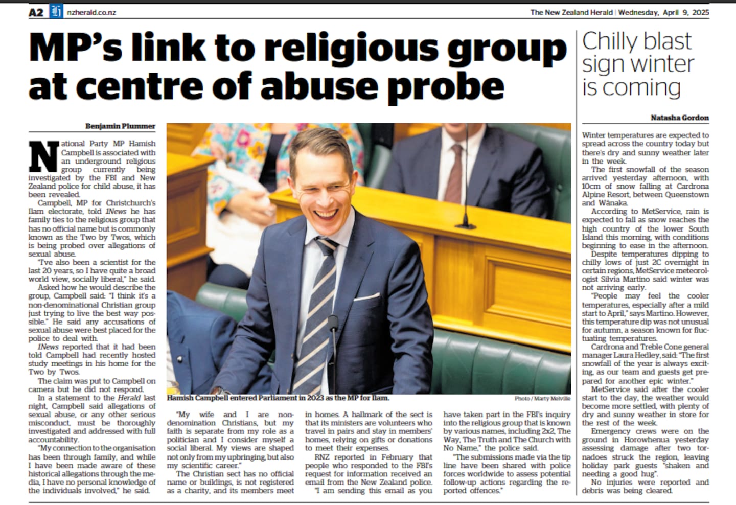 The Herald reported on National MP Hamish Campbell's link to the group earlier this year. Photo / NZME
