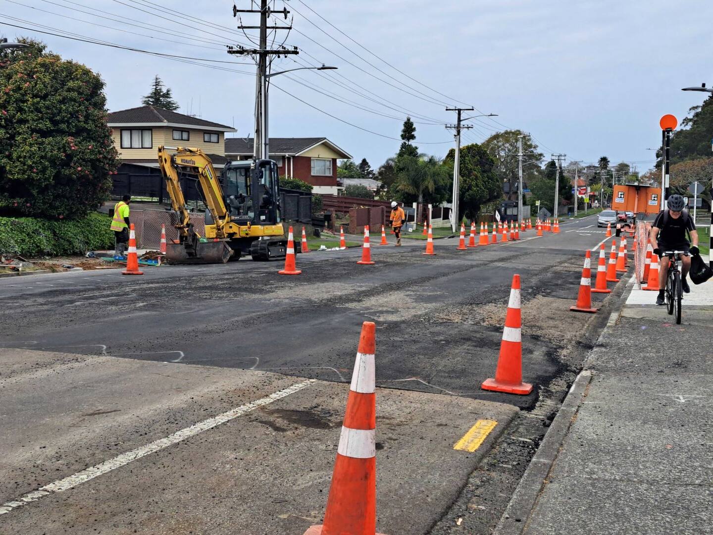 The raised pedestrian crossing on Levers Rd has been removed and is being reverted to a level crossing. Photo / Sandra Conchie