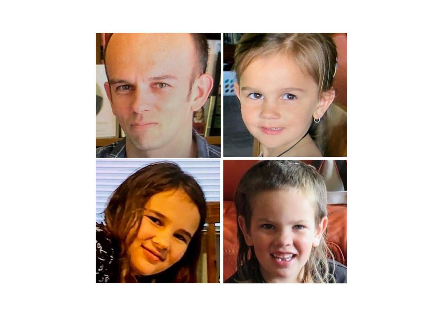 Tom Phillips, 34, and his three children Jayda Jin, 8, Maverick Callum-Phillips, 6, and Ember Phillips, 5.