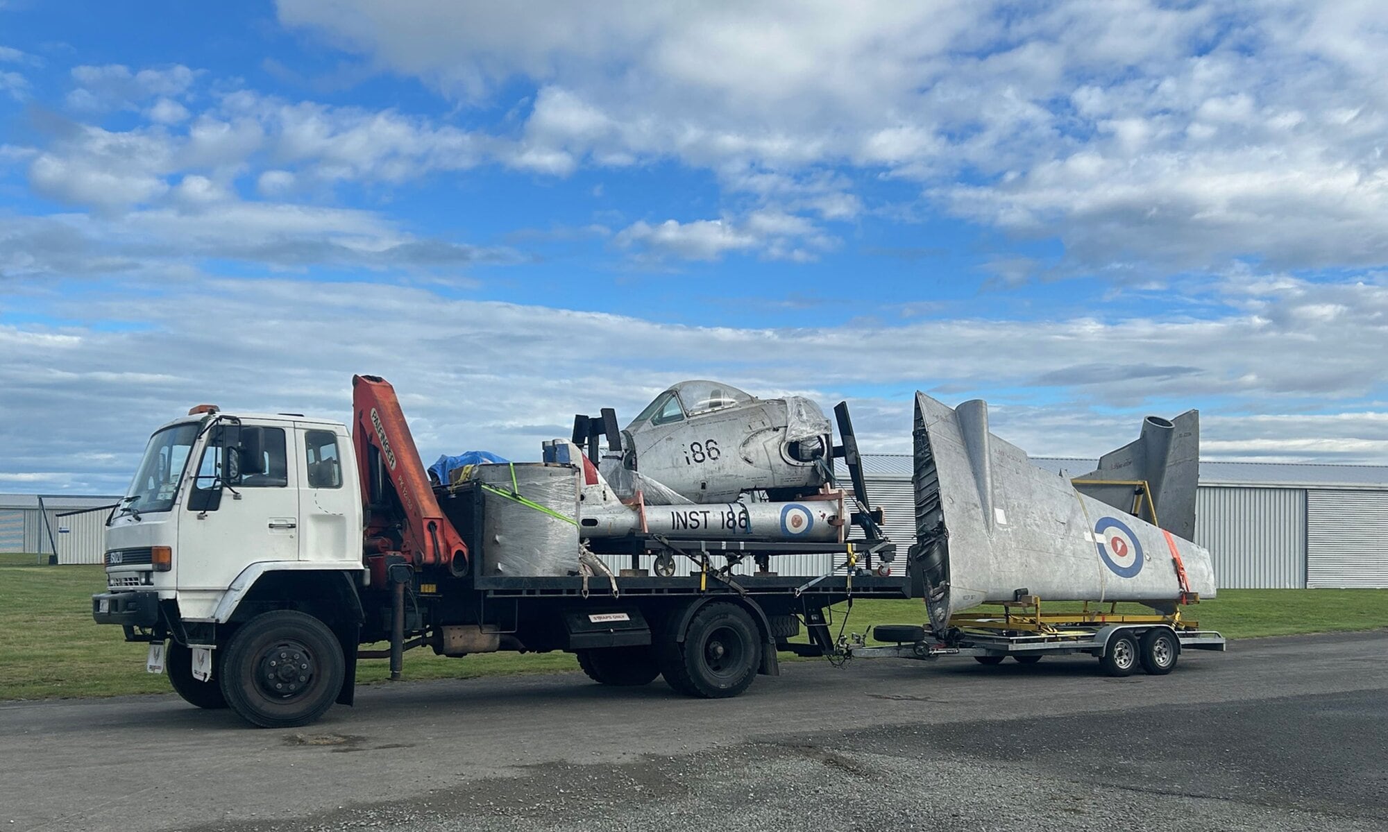  The rare de Havilland Vampire FB.5 aircraft loaded, ready to head to Classic Flyers. Photo / Ross Brown