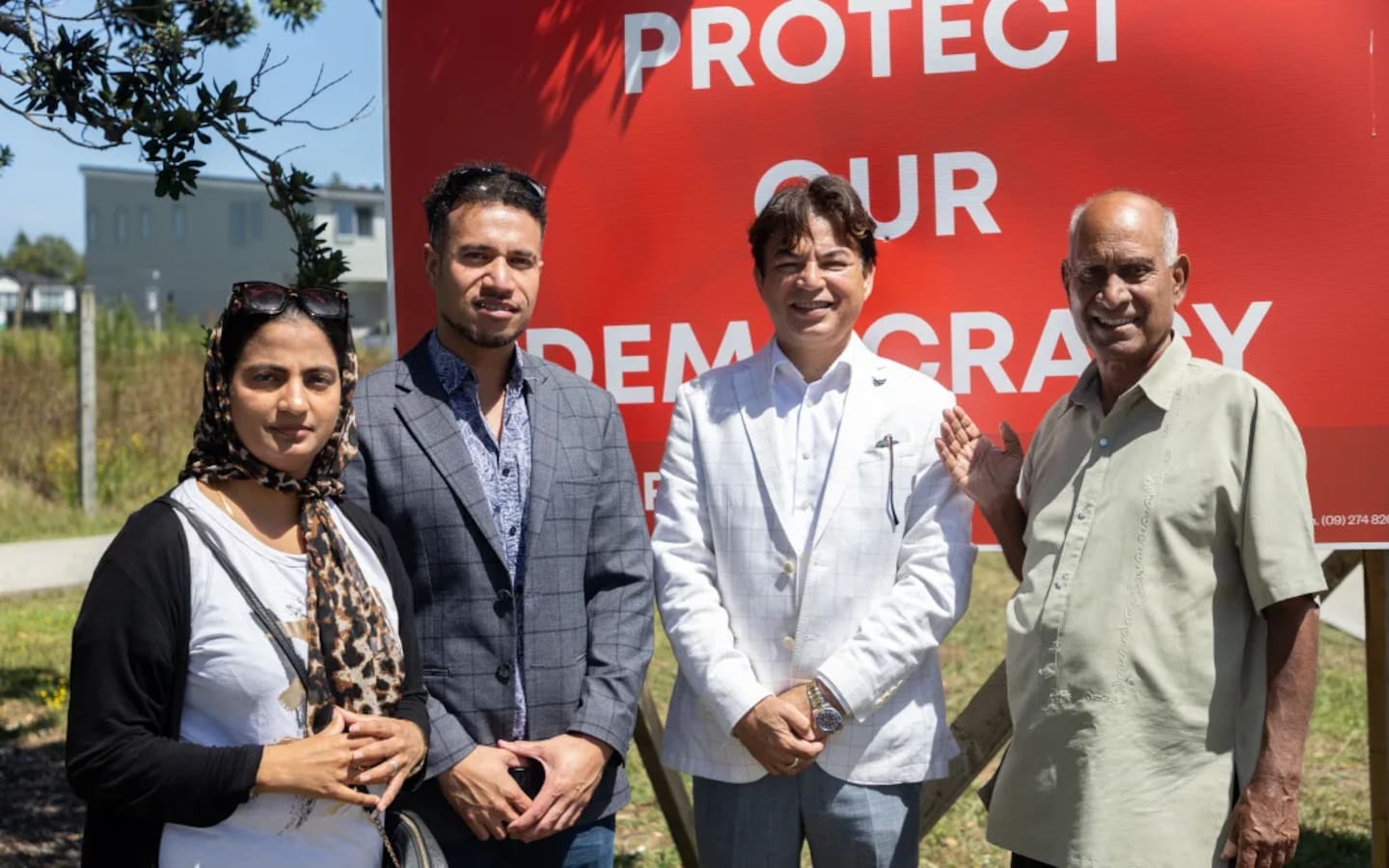Labour candidates contesting the 2026 Papatoetoe local body election are Avinash Kaur Dhaliwal (left), Lehopoaome Vi Hausia, Raj Pardeep Singh and Ashraf Choudhary. Photo / RNZ, Blessen Tom