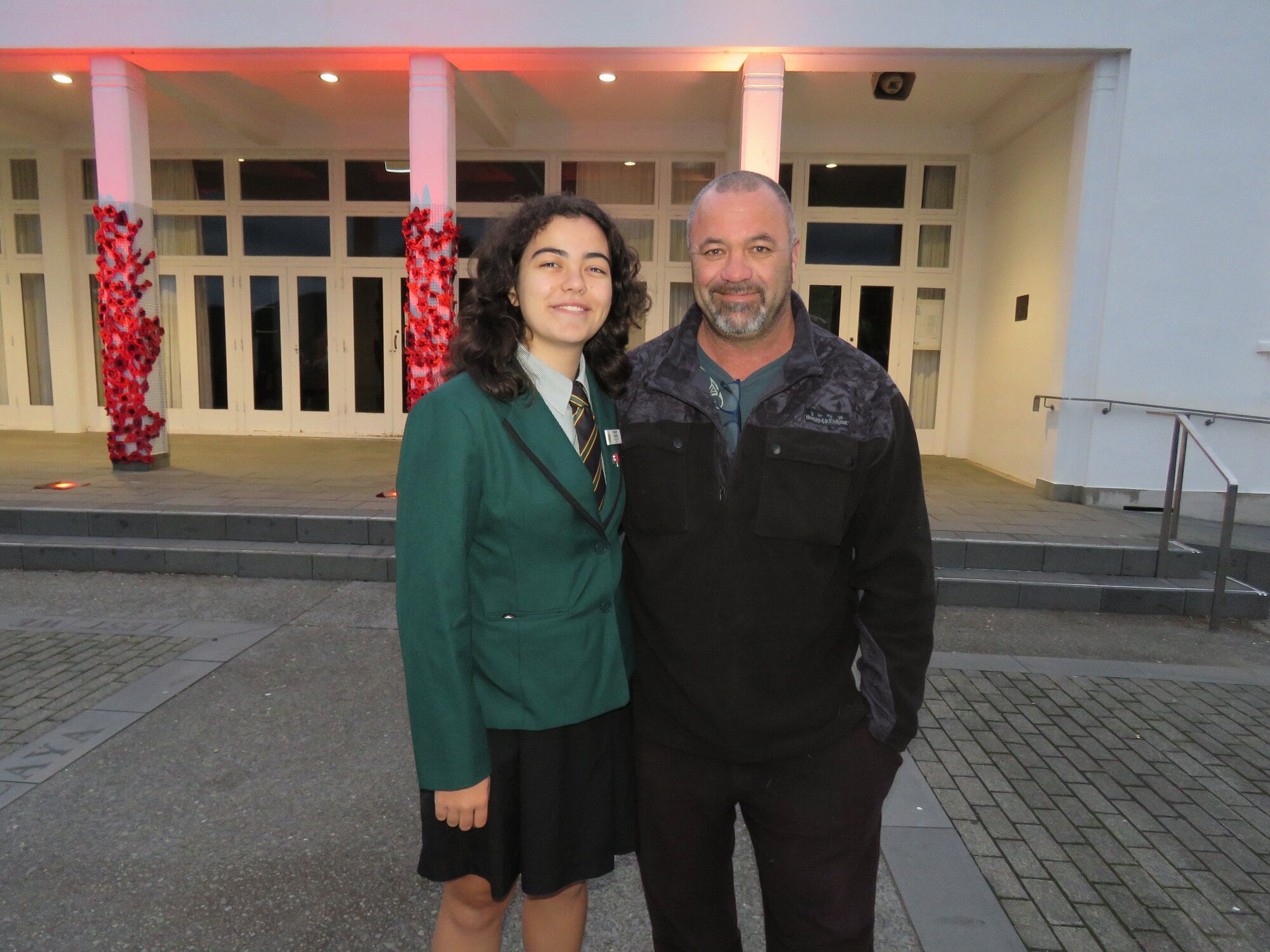  Katikati College head Student Hannah Gourlay with her father Andrew Gourlay, who was named after her Great Uncle who fought in World Ward II as part of the Māori Battalion. Photo / Merle Cave