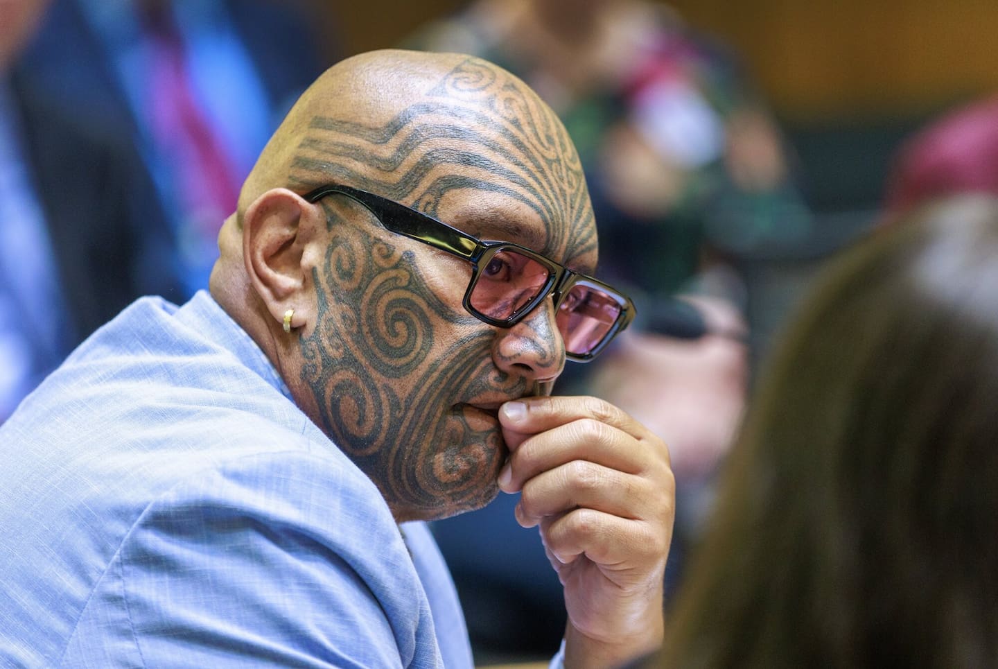 Te Pāti Māori co-leader Rawiri Waititi pictured while sitting on Parliament's finance and expenditure committee. Photo / Mark Mitchell
