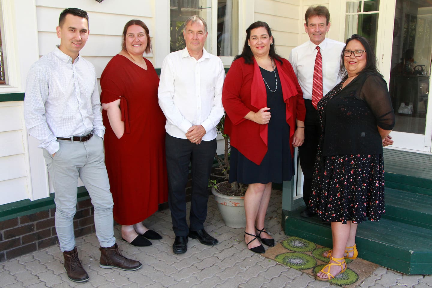 Te Puke Community Board members, from left, Tupaea Rolleston, Kassie Ellis, Richard Crawford (chairman) councillor Monique Gray, councillor Grant Dally and Dale Snell.