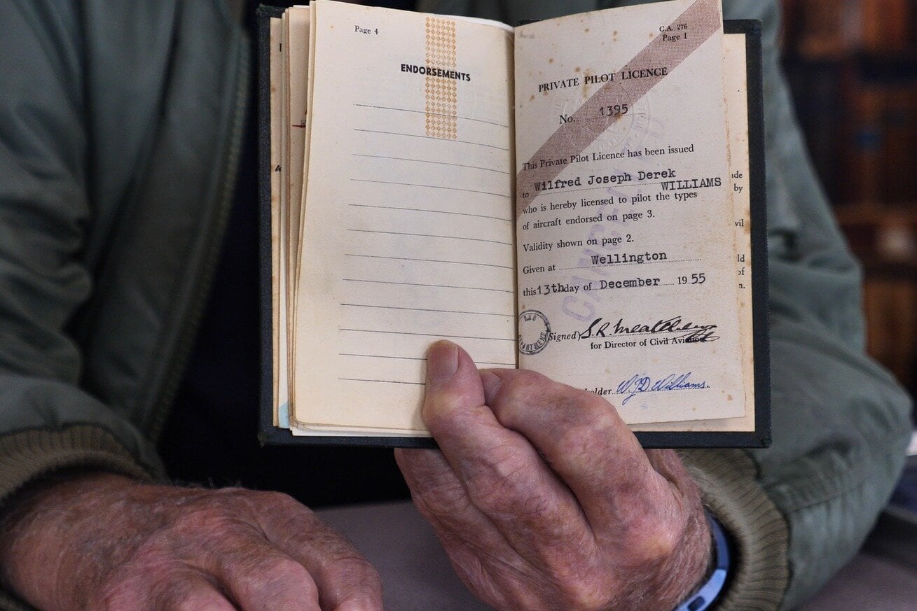 Williams first qualified for his private pilot licence in 1955.