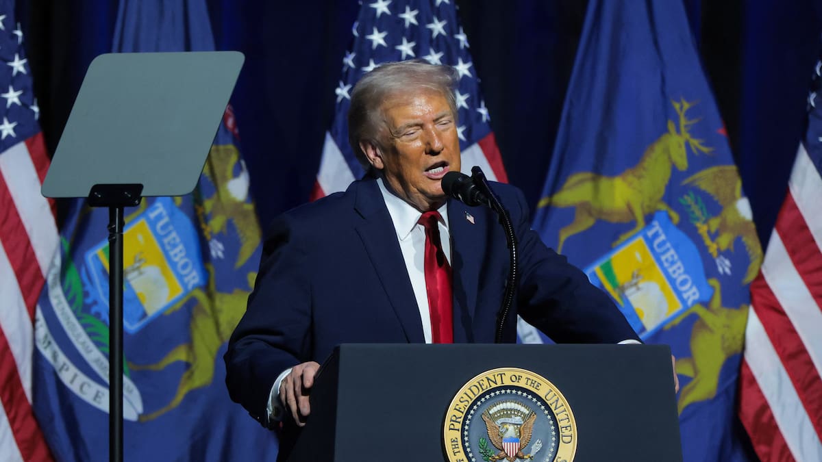 Insults and expletives fly as Trump meets a Detroit factory heckler Insults and expletives fly as Trump meets a Detroit factory heckler