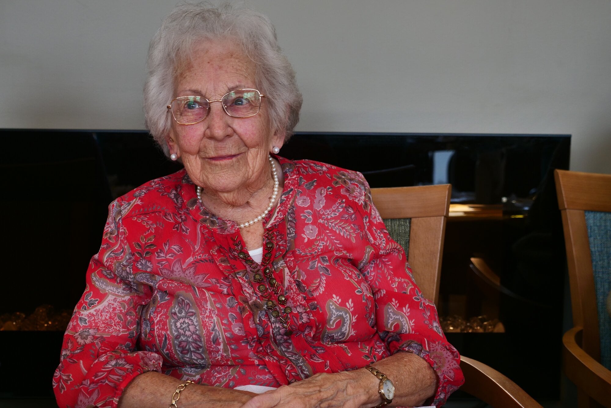 Themla Gough celebrating her 100th birthday.