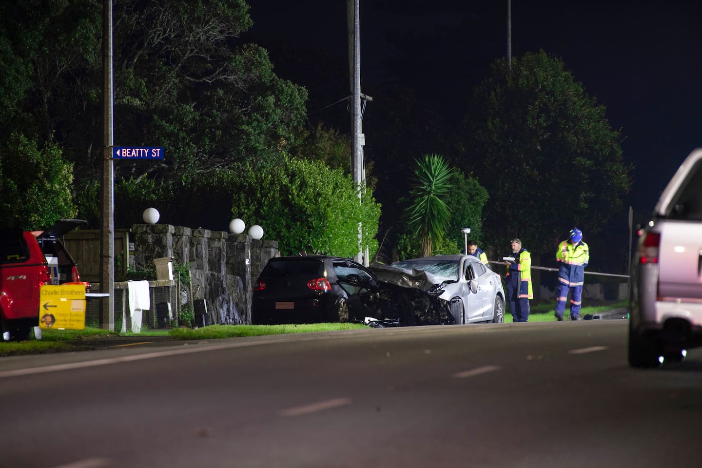 One person died and four were injured in the crash on Great South Rd, Ōtahuhu. Photo / Hayden Woodward