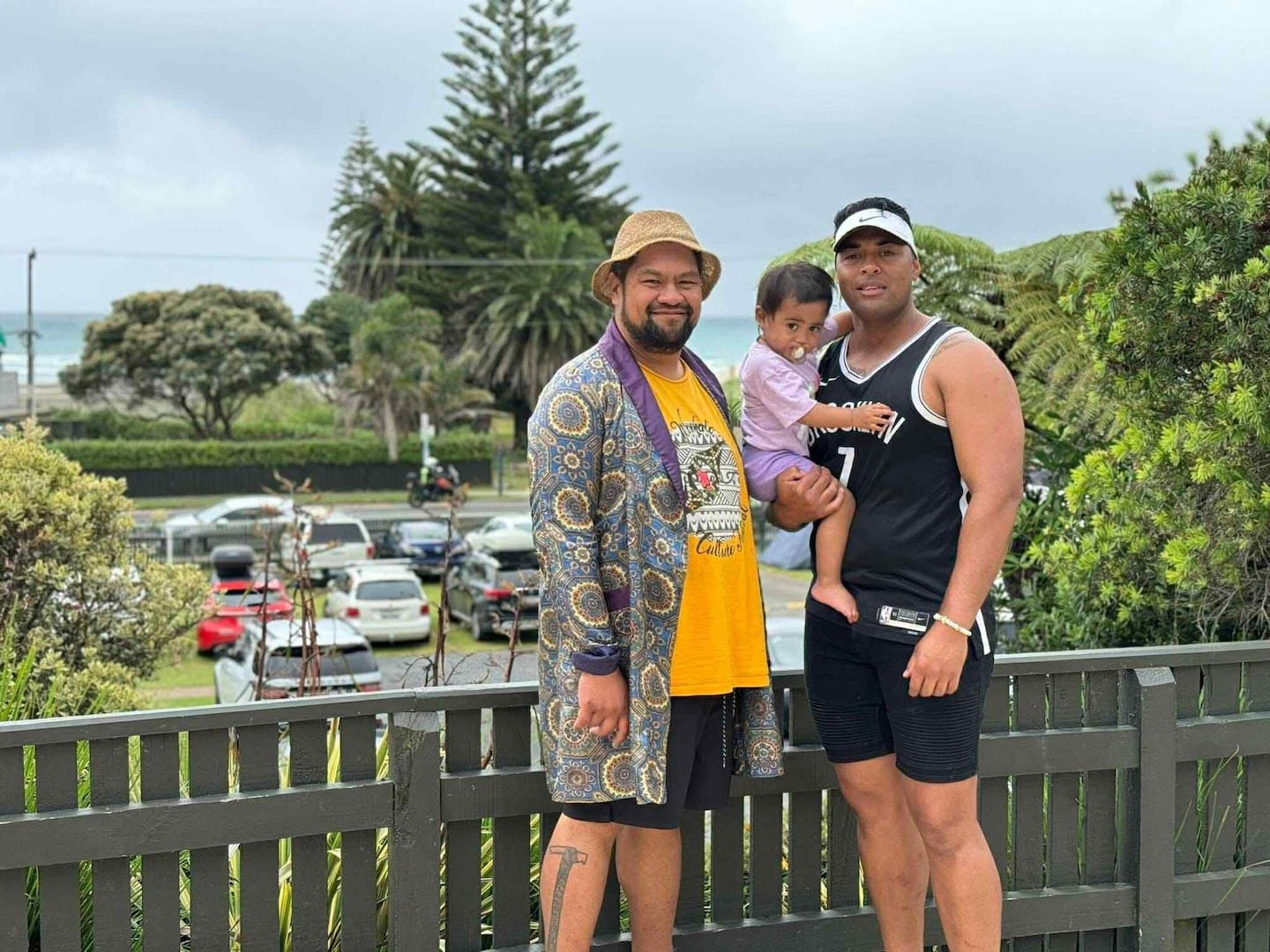 Brothers Jayleb-Che Dean (left) and Aaron Dean, who is holding his daughter. Photo / Supplied