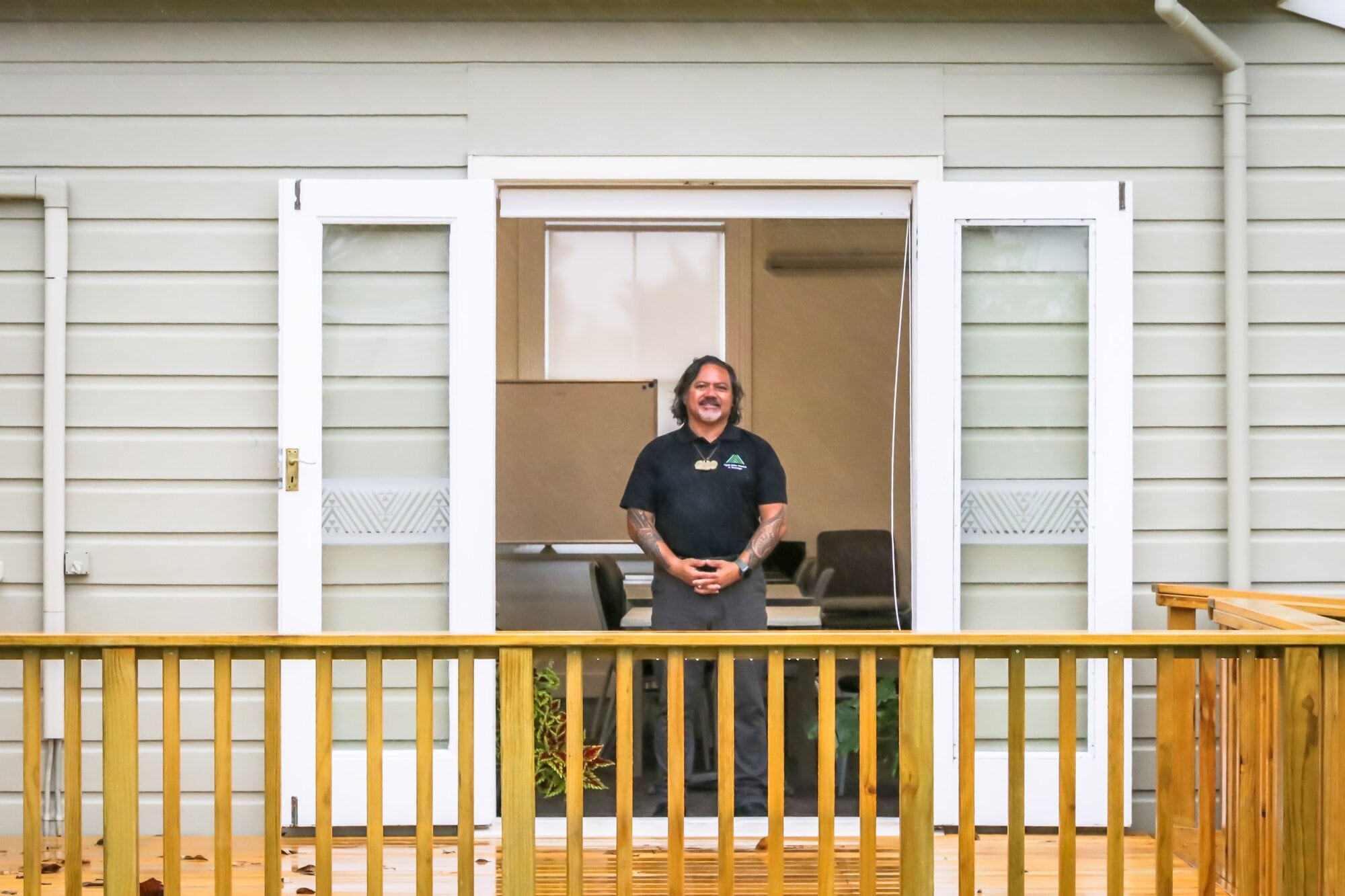  Ngāti Kahu Hauora ki Tauranga Trust general manager Reweti Te Mete in the doorway of the restored building. Photo / Kelly O&rsquo;Hara