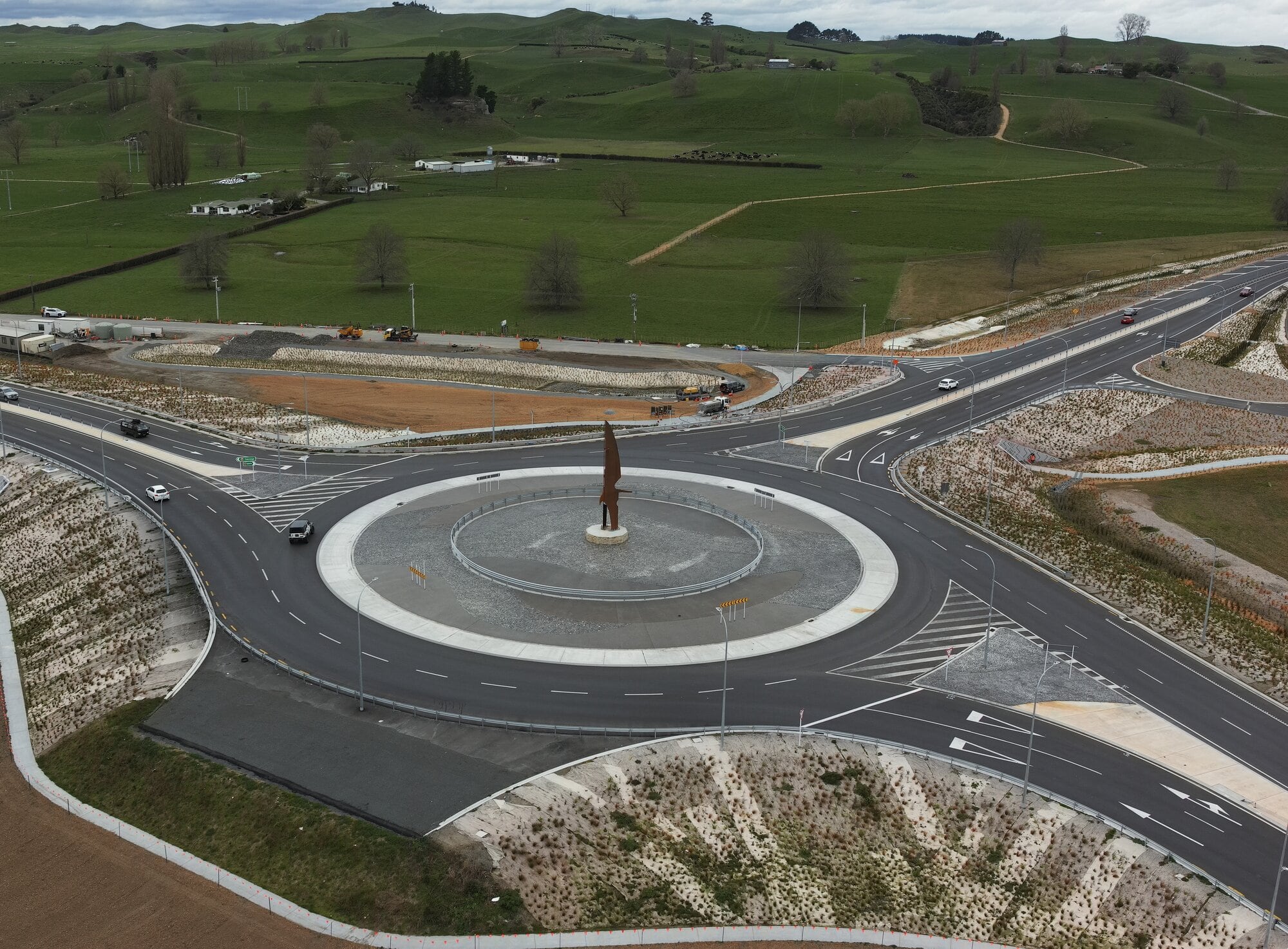 The main construction of the Piarere roundabout has been completed this month.