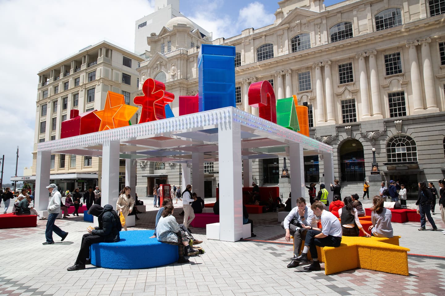 The Christmas installation in Te Komititanga Square in 2022 included music and performances at lunchtimes and twilight. This year it'll house a million-dollar Christmas tree. Photo / Sylvie Whinray