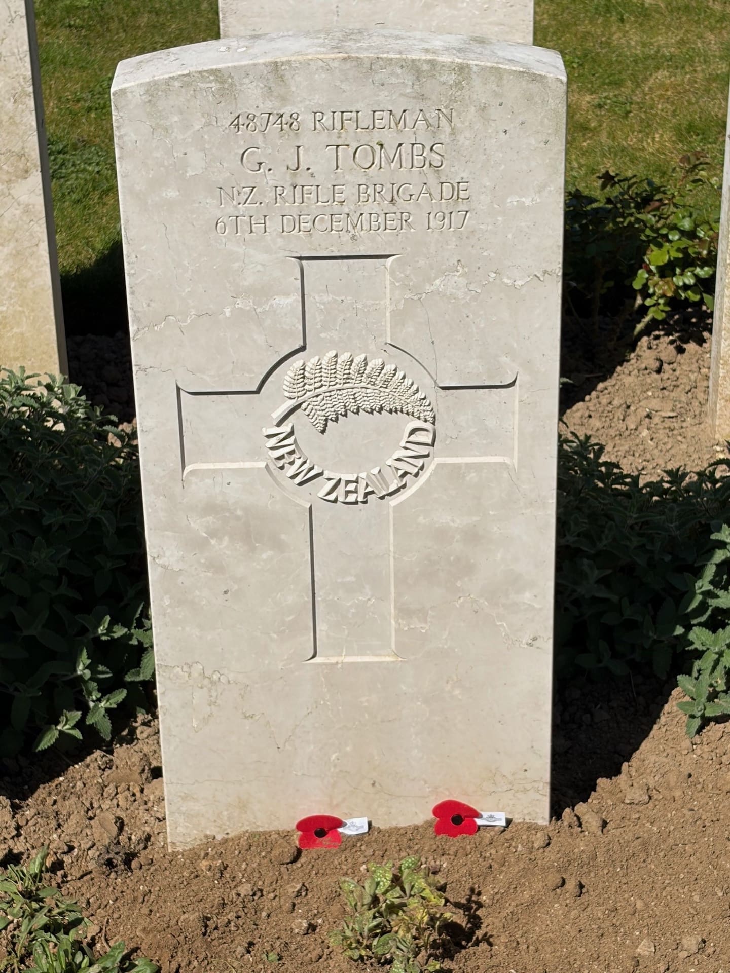 George James Tombs was just 24 when he died in Belgium. Photo / NZDF