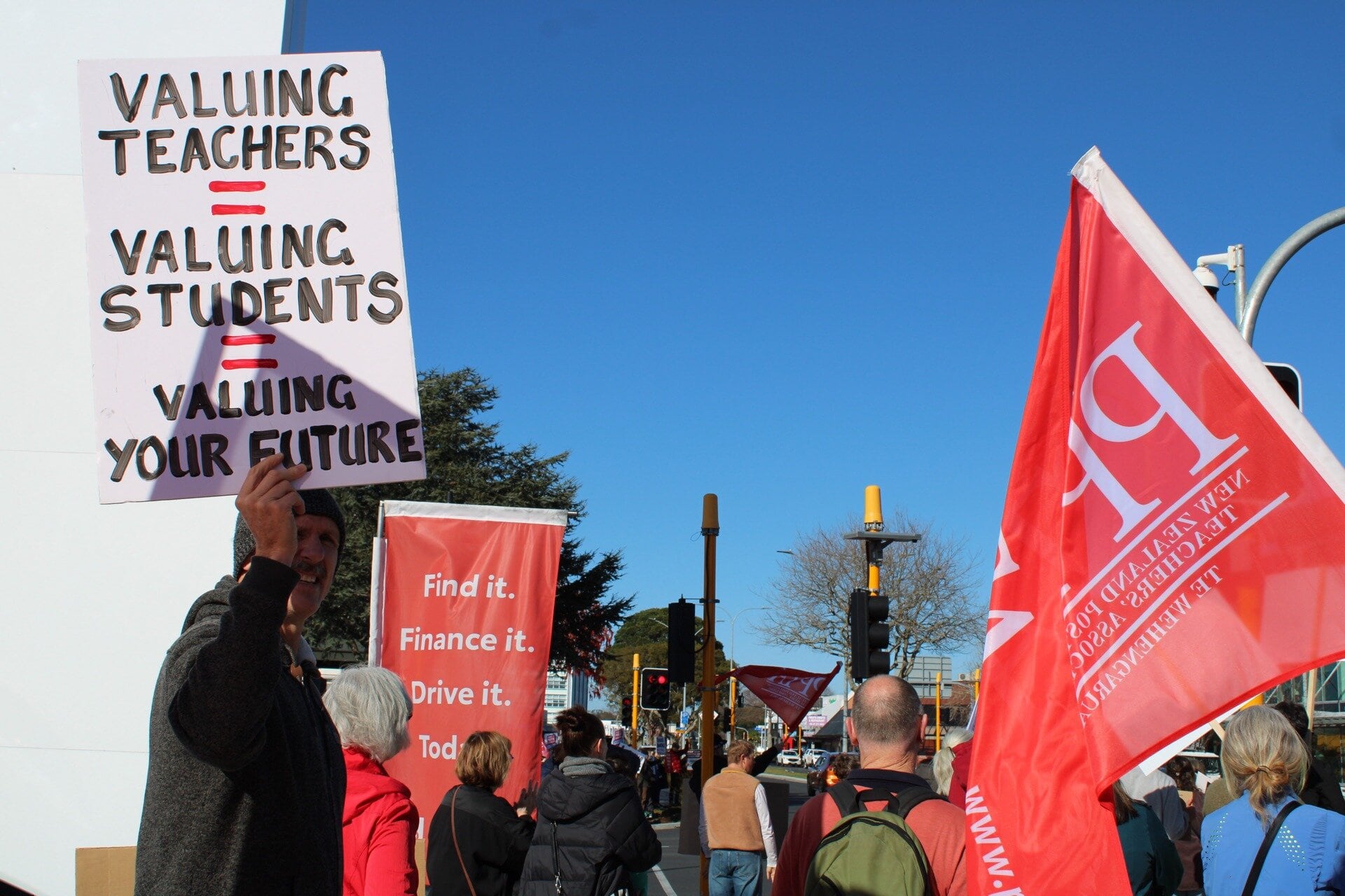 Lance Talstra at the Western Bay of Plenty PPTA strike in Tauranga. Photo / Ayla Yeoman