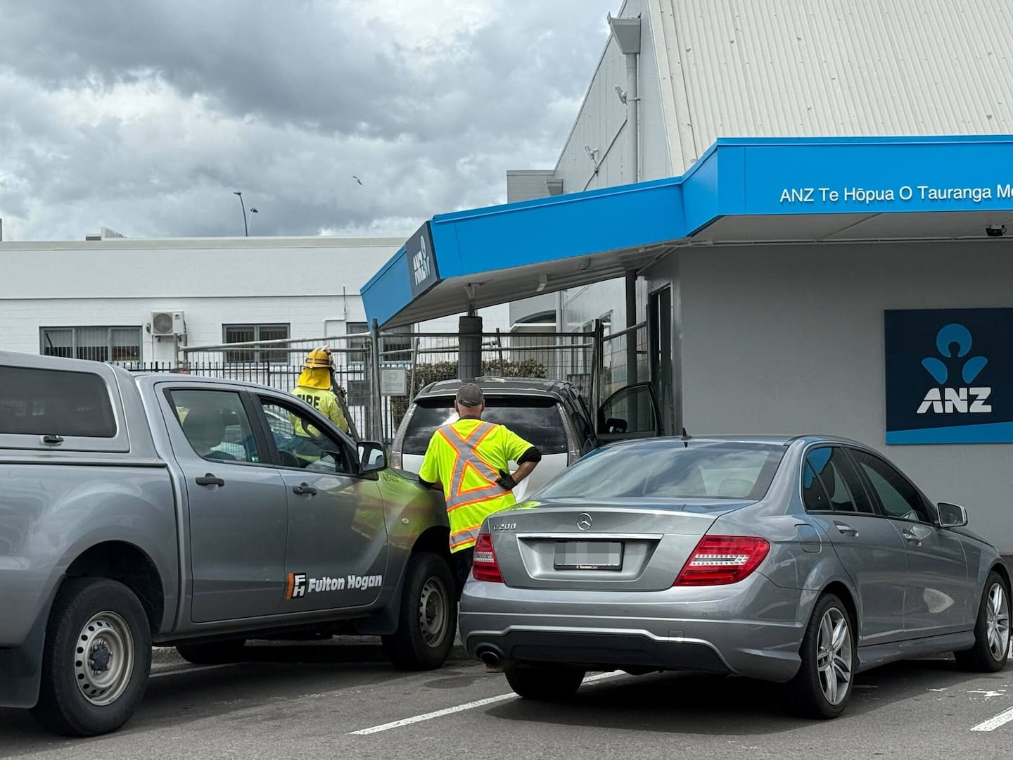 Damaged roof of the ANZ bank on St John St. Photo / Bijou Johnson