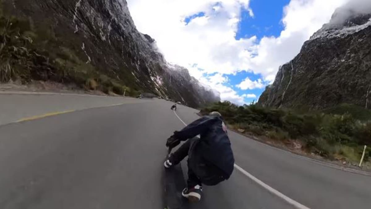 Watch: World stunned after Kiwi skater's spine-tingling ride through Milford Sound