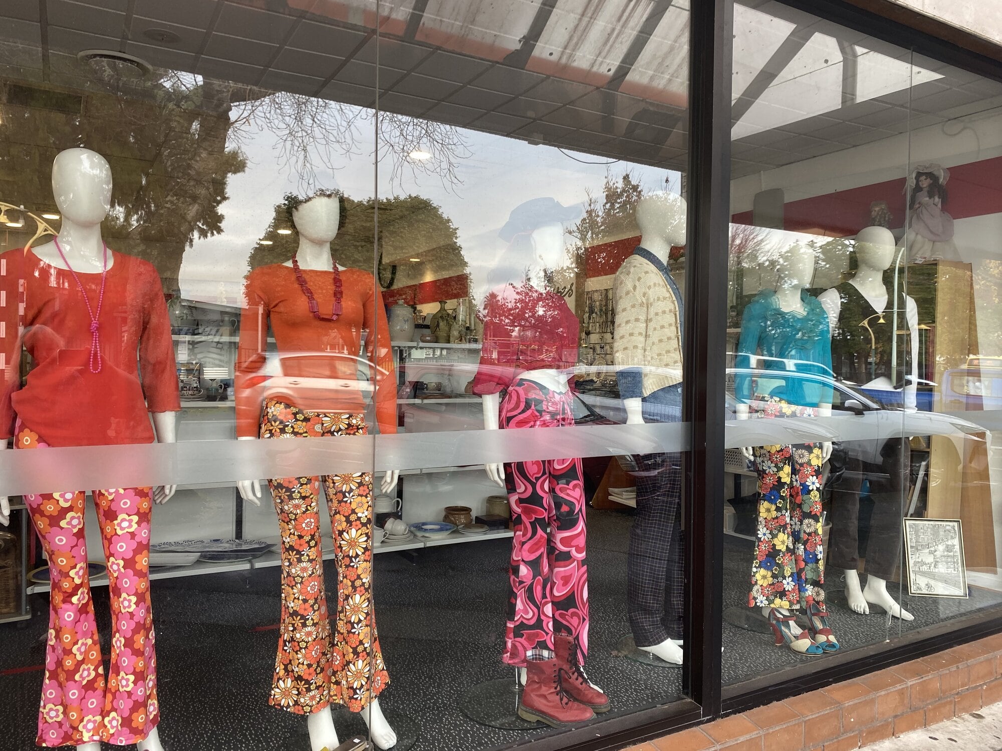 The Red Cross Shop in Greerton with a 70s “flower power” theme. Photo/Rosalie Liddle Crawford.