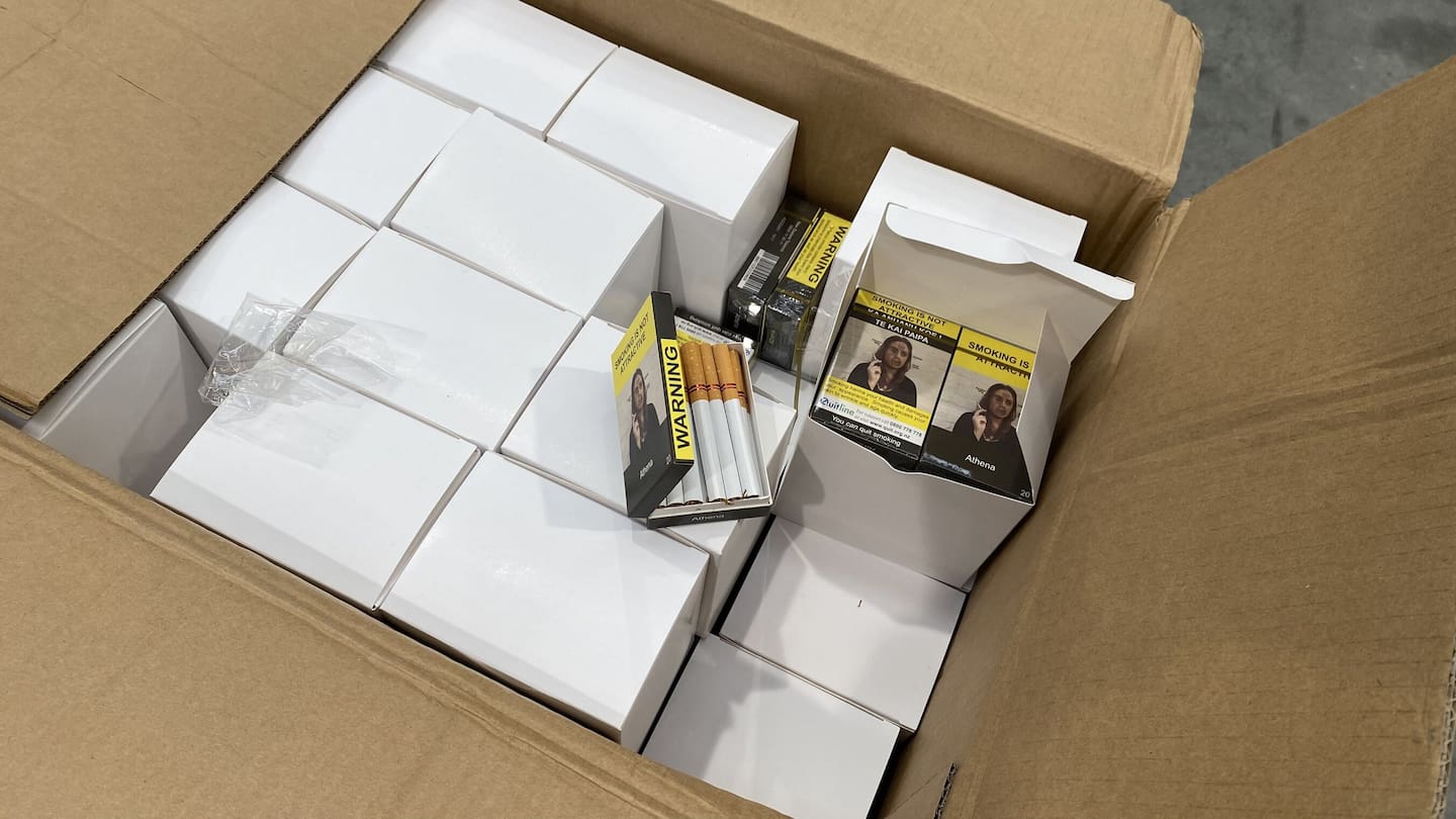 More than 11,000 cigarettes were seized during the Customs and police raid on a Christchurch premises in June. Photo / NZ Customs Service