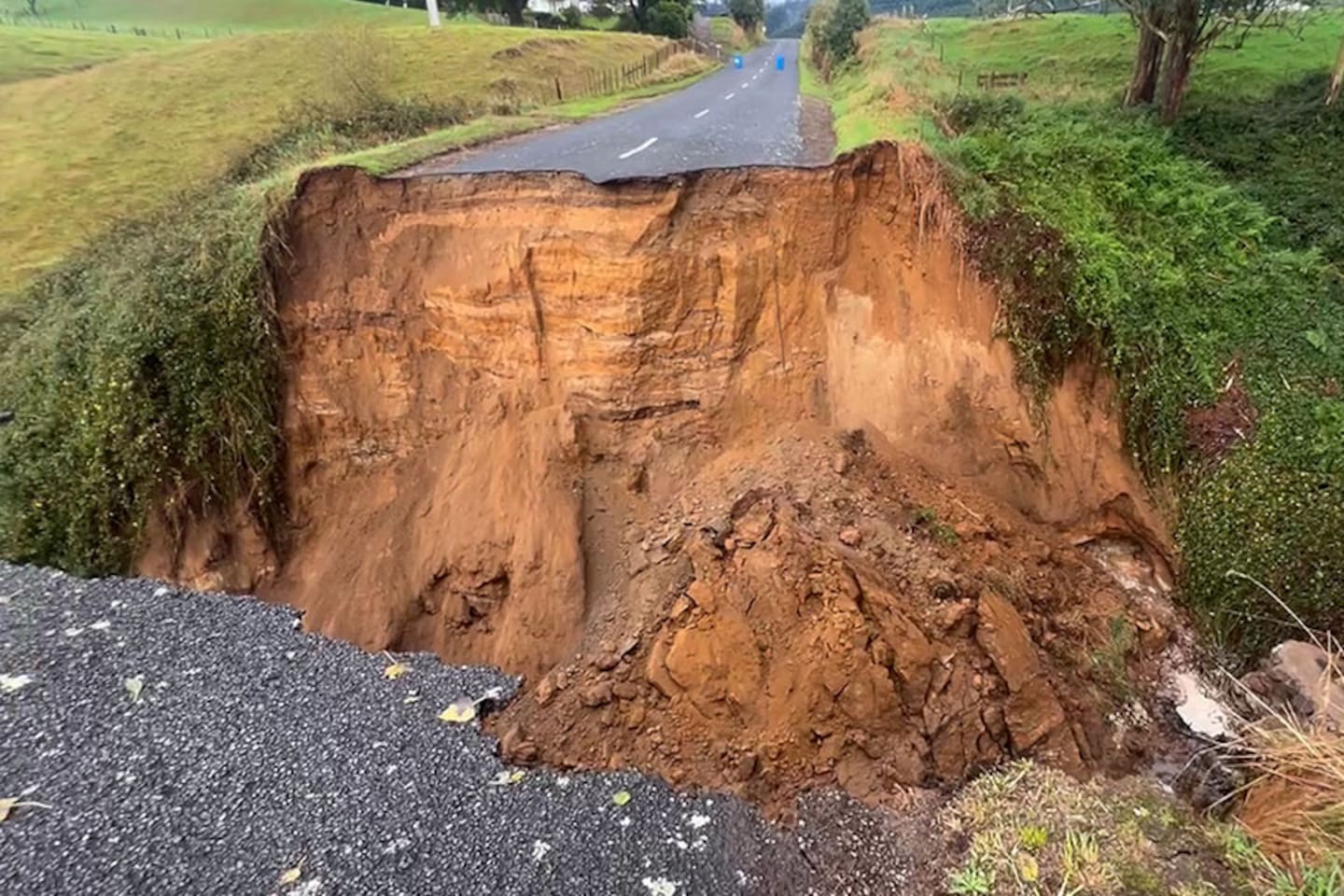 The road washout on Ngapouri Rd in Waiotapu, south of Rotorua. Photo / Kelly Makiha